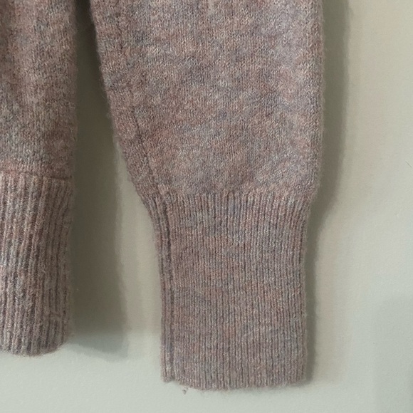 Madewell Faux Wrap Coziest Yarn Pullover Heather Boysenberry V Neckline Sweater - Picture 5 of 10